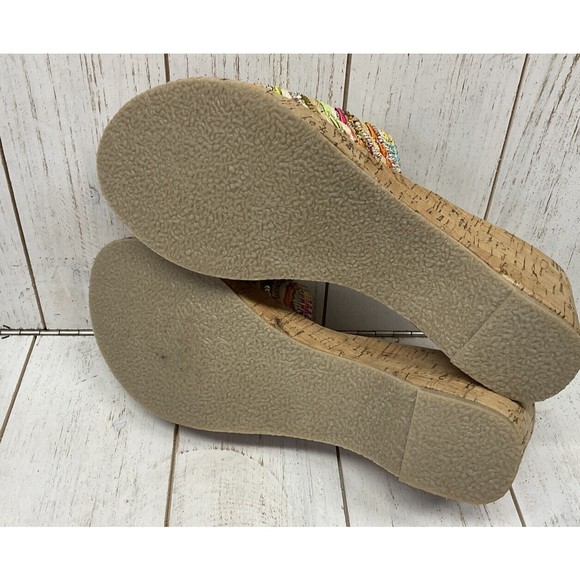 Grazie Womans Size 10 Cork Sandals Slide On Multicolor Strap - Picture 13 of 13